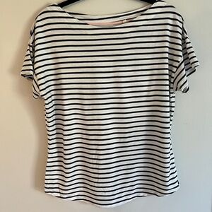 Boden Navy and White Striped Short Sleeve Top